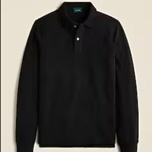 J. Crew Men's Long Sleeve Polo - Pima Cotton - Black - Size Large